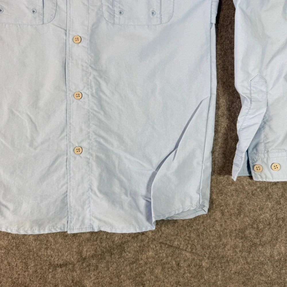 Columbia PFG Fishing Shirt Kids Medium 10/12 Blue Tamiami Long Sleeve UPF 40